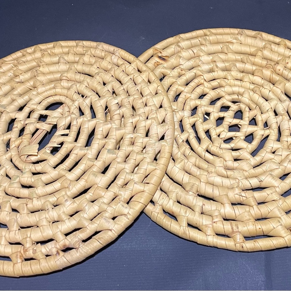 Vintage Woven Rattan Wicker Straw Trivets/Pot Holder/Hot Pads